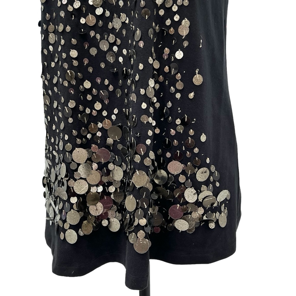 BUI DE BARBARA BUI EMBELLISHED BLACK TUNIC COTTON T SHIRT W SEQUINS & PAILLETTES - Picture 5 of 16